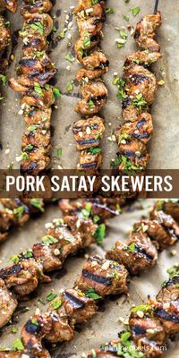 Simple Grilled Pork Satay Skewers are cooked within minutes and no marinating needed. These moist grilled pork tenderloin smothered in a rich and flavorful homemade satay sauce are sure to be a hit this summer. #porksatay #satay #grilledpork #pork via @platingpixels