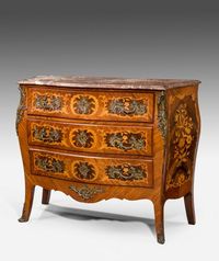 Kingwood Marquetry Bombe Commode Ca1860 France. 38"H x 48"W x 21"D.