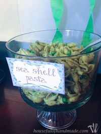 Sea shell pasta. Ideal food for an under the sea themed baby shower or birthday party!