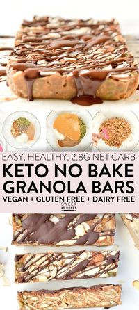 KETO GRANOLA BARS easy chewy no bake breakfast bars or healthy snacks (2.8g net carbs) 100 % Low Carb + Vegan + Gluten free. #lowcarbfoods #lowcarbrecipes #lowcarbdiet #lowcarbbreakfast #lowcarbporridge #ketorecipes #ketoforbeginners #ketodiet #ketobreakfast #ketones #ketosis