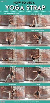 A yoga strap can be a very handy tool for advancing your yoga practice as a beginner. Here are 18 yoga stretches to use with a yoga strap! #yogarove #yoga #yogaforbeginners