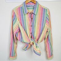 Blair | Tops | Y2k Blair Striped Button Down Shirt Rainbow Size Large | Poshmark