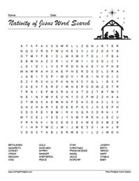 Free Printable Nativity of Jesus Word Search