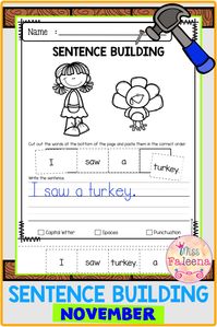 November Sentence Building has 30 pages of sentence building worksheets. This product will teach children to read, write and build sentences. Preschool | Preschool Worksheets | Kindergarten | Kindergarten Worksheets | First Grade | First Grade Worksheets | Sentence Building | Sentence Building Worksheets | Sentence Building Literacy Centers | Sentence Building Printables