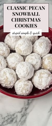 These Classic Pecan Snowball Christmas Cookies are a must-have for the holiday season! They're buttery, melt-in-your-mouth delights that make the perfect treat to share at festive gatherings or to enjoy with a cup of hot cocoa.