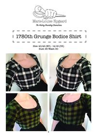 History Bounding digital printable pattern - This 1780th Grunge bodice shirt is a mix between a 1780th bodice and a "lumberjack shirt" you know the flannel ones. This shirt is perfekt for any History Bounding outfit, where you want something more casual then a fuld on 1700 - 1780 bodice or a victorian high neck ruffle shirt.  This shirt is meant to wear over a pair of stays or a corset. This shirt has a 95 cm bust and a 80 cm waist. So it's a size 40/42 (EU) 14/16 (US)  Let your inner History Bo