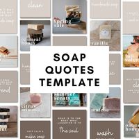 "25 soap quotes and 25 product pictures with names and descriptions for a total of 50 slides. Professionally made post templates for your Instagram account to help you improve (or start off) your social media presence! Perfect for beginners and completely personalize to match your style or brand, and alter the text however you please! Mix and match to create your own unique look. This template is completely editable and simple to use. Simply use your PC, tablet, or mobile device to edit it in Ca