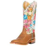 Macie Bean 13" Shaft Stitch pattern with embroidered floral detail Square Toe Roper Heel Leather Sole M9155 These Macie Bean Rosita Floral cowgirl boots are a great boot that is eye catching and super comfortable.