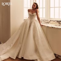 LORIE Vintage Lace Wedding Dresses Appliques Off Shoulder Backless V-Neck Sleeveless Bridal Gown