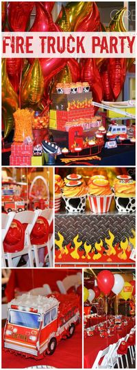 So many great details at this fire truck birthday party! See more party ideas at CatchMyParty.com!