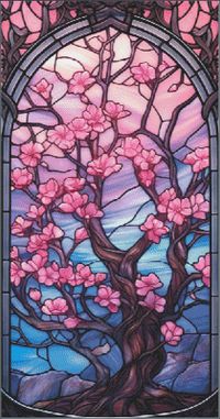 Glass Stained Cherry Blossoms Cross Stitch Pattern - Etsy Canada