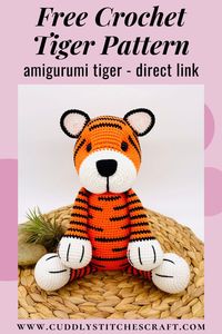 Crochet this cute Amigurumi tiger with my free crochet tiger pattern. I love crocheting DIY plushies as they make a great gift for kids who love their stuffed animals. Crochet toys are such fun to make and although they may look hard to make, trust me they are not. This tutorial will help you step by step with how to crochet this adorable tiger. View my free Amigurumi patterns to find a crochet animal toy you will love! #crochetanimals #crochetprojects #crochettoys #amigurumi #crochet