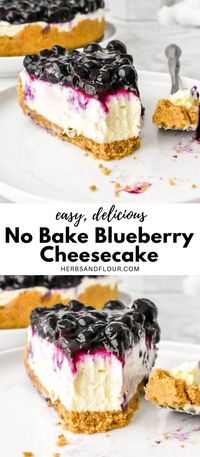 This No Bake Blueberry Cheesecake is made with a super easy homemade blueberry topping and is sure to be a hit with all cheesecake lovers! The best part? No baking is required!