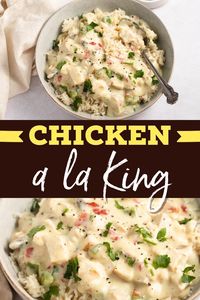 Chicken à la King is an easy and delicious weeknight dinner that's fit for...well, a king. It's rich, creamy, and overflowing with juicy chunks of meat!