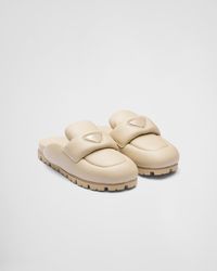 Desert Beige Soft padded nappa leather sabots | Prada