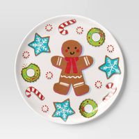 Set up the dinner table with festive style for family or guests using the 10-Inch Christmas Melamine Dinner Plate from Wondershop™. This round dinner plate features a holiday-themed print that complements your existing table setting. Made of melamine, this BPA-free dinner plate is also dishwasher safe for quick cleanup. Welcome to the Wondershop™.