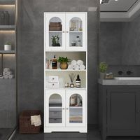 PRICES MAY VARY. 【Tall Bathroom Cabinet】 This white bathroom cabinet is functional in any room. You can turn it into a storage space with this Cabinet, such as living room, kitchen, laundry room, and the bathroom. Equipped with anti-toppling fitting to protect the safety of your family. 【Storage Cabinet with 4 Doors and 5 Shelves】 2 Cabinets with 4 doors, each with an adjustable shelf in 3 heights to fit to items of different heights. And 1 shelf in the middle provide an amazing amount of storag