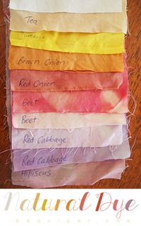 Colour Palette - DIY Natural Dye Fabrics. Also using this reference for Easter eggs!