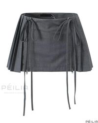 Peilia - Sophisticated and Timeless Pleated Midi Skirt featuring a Solid Color and Flattering Mini Length