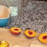 Farmshenanigans Wesley Turner on Instagram: "See Caption For Recipe 👇👇 Make Sure You Save For Later & Share With Friends! What Do You Think? Will you try it? - just cut peaches in half, remove the pit, and set aside. - Roll out crescent rolls into rectangles - Add the peach half to the crescent roll - Add a dollop of butter to the center - Drizzle with Honey. I do about a generous tablespoon full per slice or the more the merrier -Sprinkle with cinnamon -Fold Up crescent rolls from corners