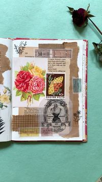 A fun and quick vintage journal spread using elements like rose stickers and corset print on vellum paper. This was a delight to create. Do follow us for more journaling videos.