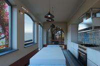 #diningspace in Villa Vettica on the #amalfi coast #luxury #boutiquehotel #hoteldesign #interiordesign #exteriordesign #italy #luxuryliving #architecture #restoration #villa #diningroom #kitchen #modernkitchen #openkitchen #marble #island #hotelspace #luxurysuite #seaviews #openspace