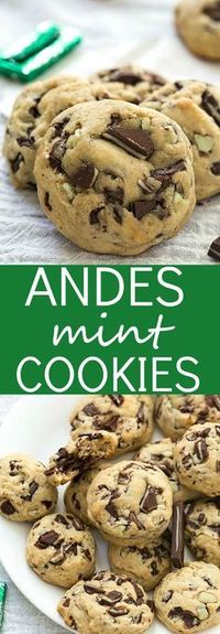 Andes Mint Cookies - Soft-baked and chewy! The perfect cookies for Christmas and perfect for gifting cookies in a jar for the holidays!