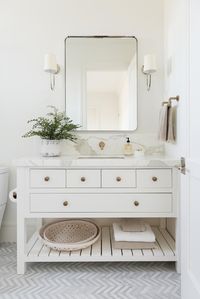 Custom vanity with marble countertops California Traditional Interior Design | Studio McGee Design Blog