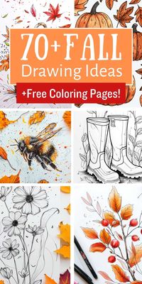 Looking for fall drawing ideas? This list of 70+ fun and easy things to draw will inspire your autumn creativity! There's something for everyone. Plus, grab FREE printable Fall Coloring Pages! #falldrawingideas #falldrawingprompts #drawinginspiration #fallvibes #autumnart #creativefall #drawingprompts #freeprintables