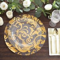 Metallic Gold Sheer Organza Placemats Introducing our Metallic Gold Sheer Organza Placemats, adorned with a mesmerizing Swirl Foil Floral Design  an opulent touch to elevate your dining experience. These round disposable dining table mats are not just functional; they're a statement of glamour that transforms your table setting into a visual masterpiece. The sheer organza fabric exudes an ethereal charm, while the metallic gold hue and intricate swirl foil floral design add a luxurious and contemporary flair. Metallic Gold Round Placemats With Swirl Foil Floral Design The uniqueness of these placemats lies in their ability to capture and reflect ambient light, creating a dazzling effect that complements any special occasion. Whether you're hosting a formal dinner, a wedding reception, or a