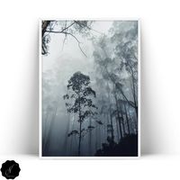 Misty Forest Printable Wall Art, Silence Typography Wall Art Prints, Nature Wall Art, Forest Decor,