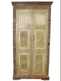 Old World Carved Armoire, Rustic Carved Floral Cabinet, Boho