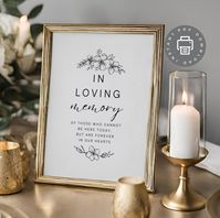 This beautiful wedding memorial table sign is a gentle reminder of those who cannot be present but are forever in our hearts. The elegant design features delicate floral elements, making it a perfect addition to your wedding decor. Available as a digital download for easy and immediate access, this printable remembrance sign is a heartfelt way to honor loved ones on your special day. Simply print and display to create a meaningful tribute at your wedding. This 8x10 inch printable PDF is ready to