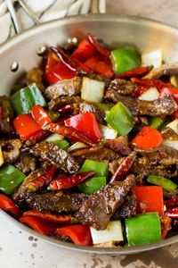 This Szechuan beef is a spicy stir fry made with tender pieces of beef and colorful vegetables, all tossed in a sweet and savory sauce.