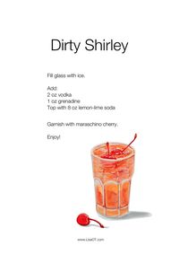 Dirty Shirley Cocktail Modern Recipe Card Digital Illustration - Etsy