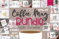 Save 90% with the Coffee Mug Bundle! If mug designs are your cup of tea…the Coffee Mug SVG Bundle is for you!  With this bundle you get 39 coffee mug cut files and 5 styled mug mock ups at a huge savings of 90% off!!  Even better we’ll tell you where to get the mugs …