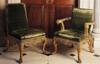 Houghton Hall - Chairs from Green Velvet Bedchamber. Original Interiors by Kent. Book: Early Georgian Interiors by John Cornforth