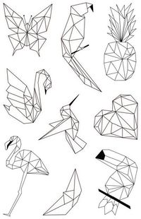 geometric tattoo Double paper 'My Little Scissors – Dessin origami Geometric Deer Geometric D