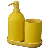 GANSJÖN 3-piece bathroom set, bright yellow - IKEA