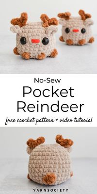 This no-sew crochet Pocket Reindeer is ready to spread joy and cheer all season long! Right and left hand video crochet tutorial available.