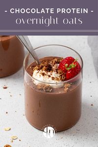 With over 40 grams of protein, these chocolate protein blended overnight oats are a great meal prep idea for healthy breakfasts.