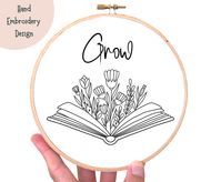 AMAZING SHOP ACCESS- https://www.etsy.com/uk/listing/1482664665/mega-offer-lifetime-hand-embroidery?click_key=f31d7d30d405af0bde68bcbae40382359a618640%3A1482664665&click_sum=abe58570&ref=shop_home_active_1&pro=1 Growth Mindset, Floral Book Hand Embroidery PDF by Zuva Embroidery. With FREE bonus project planner included :) Begin your own sewing embroidery journal! ⭐WHAT YOU WILL RECEIVE You will receive a PDF file, ready to print with the design already scaled to fit 4", 5", 6", 7",8" hoops. Or U