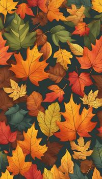 Fall Foliage Pattern, Leaves, Cute Aesthetic Autumn Background Illustration, Phone Wallpaper (iPhone, Android) - Click to download 50+ similar high-resolution images and ideas for free (personal and commercial license)!