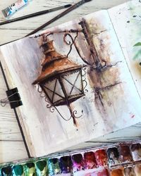 Street Lamp. Street Lamps Oil Lamps and Candle Light Lamps Watercolors. By Alena Ponkratova.