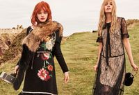 TWINSET, 2017 Fall Winter collection with #StellaMaxwell and #StellaLucia: lace dress, embroidered tunic, fur bag, fur collar