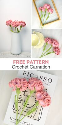 Learn the Carnation flower crochet stitch with this detailed PDF pattern, perfect for adding texture to your projects.