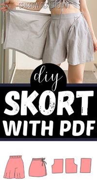 Sewing tdetailed utorial on how to sew this skort with free PDF pattern, step by step with sewing tricks and tips.