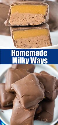 Homemade Milky Ways - make the classic Milky Way candy at home with just 5 ingredients! No baking required, so they are ready in no time.