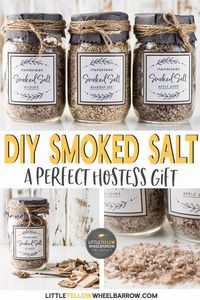 Make a batch of smoked salt and have that fire roasted flavor in a pinch! The best part? How to smoke salt is as easy as putting wood on a fire. #BBQ #smoked #hostessgifts #diygifts #craft #labels #masonjarcrafts