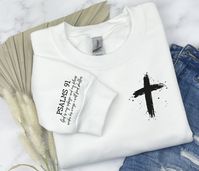 "PSALM 91 Sweatshirt, Christian Shirt, Bible Verse Sweatshirt, Faith Hoodie, Cross T shirts, Faith Tshirts, Religious Sweater, DKP6200 H O W  TO  O R D E R 1️⃣Please, check and review all the photos. 2️⃣ Choose your T-shirt size and color. 🔵Different styles of shirts may have different shades of same color choice due to different manufacturer brands. 🔵For this reason, we recommend you to match shirts from the same styles if you want precisely matching colors (ex. Unisex, V-necks, Toddler, etc.